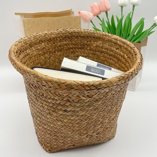 手工编织垃圾桶家用客厅创意藤编C无盖卫生间卧室草编垃圾篓办公