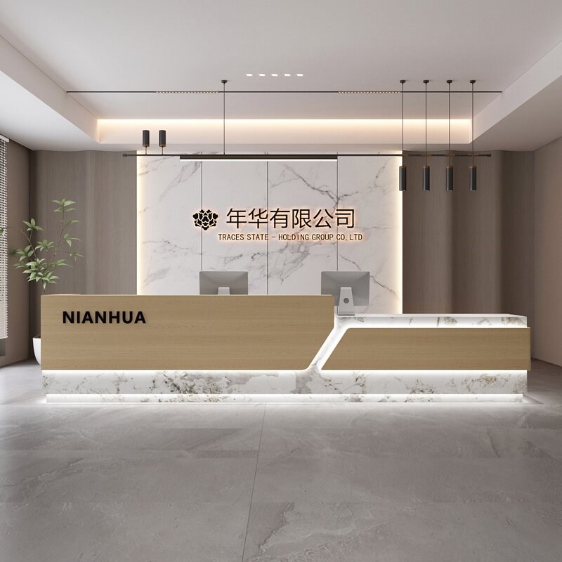 现代公司办公室前台酒店大厅接待台院店铺收银台培训中心吧台