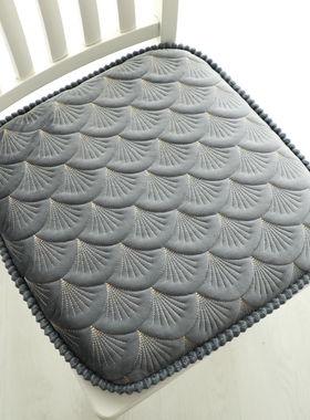 加厚记忆棉坐垫圆形灰色现代纯色秋冬座垫毛绒保暖椅垫拆洗