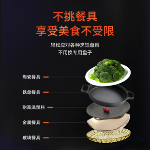 新款 语音家用旋转火锅饭菜保温板多功能分区暖菜板餐桌大号转盘