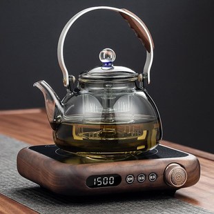 北美黑胡桃木实木电陶u炉套装 新款 超薄耐热玻璃蒸煮茶器养生烧水