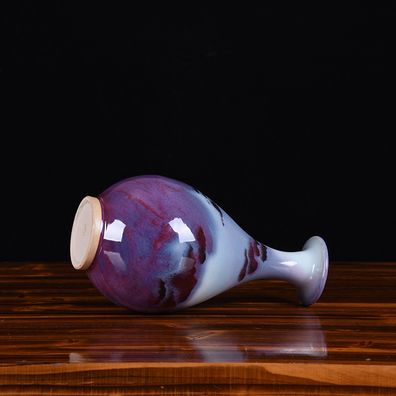 宋均窑窑变山水玉壶春瓶仿古瓷器家居博古架收藏摆件花瓶欧式花艺