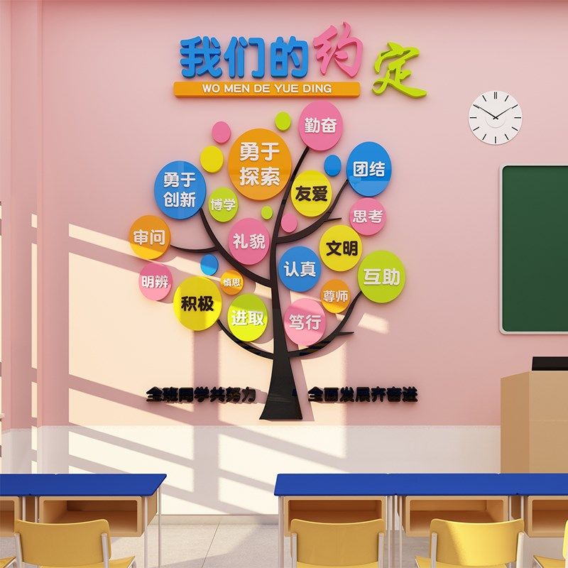 中小学校班级教室面上建设装饰布置学生励志墙画激励标语
