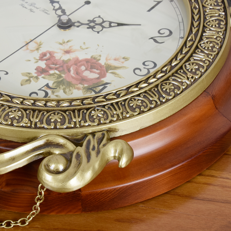 欧式仿古黄铜挂钟大号客厅配饰静音创意壁挂石英钟表田园时尚时钟