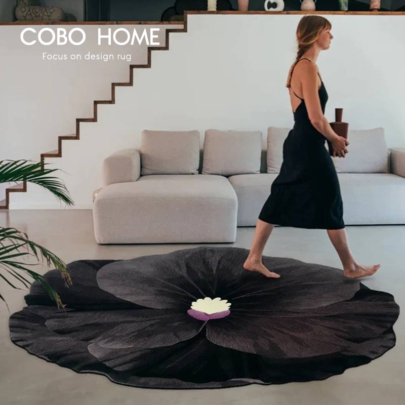 异形地毯客厅钢琴毯法式黑色定制不规则高级感衣帽间卧室床边毯