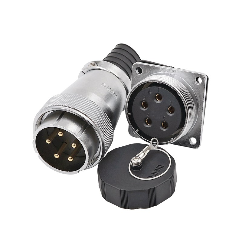 威浦工业航空插座WS 5/9/15/2针/1芯52芯法兰方座连接器