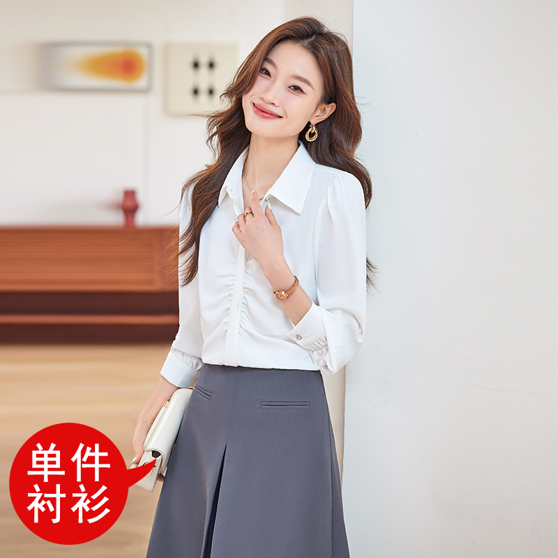 25年夏季新款女装衬衫洋气长袖宽松休闲百搭上衣设计感小个子显瘦
