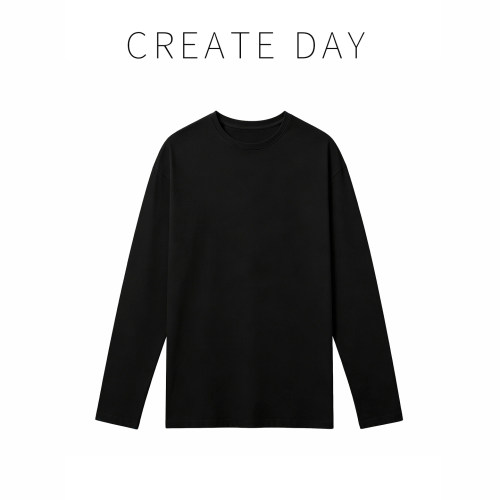 CREATE DAY 软糯0压桑蚕丝 修身亲肤row风奶皮百搭打底长袖T恤
