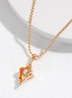 海螺设计系列款纯银珍珠项链