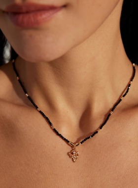 纯银黑水晶项链