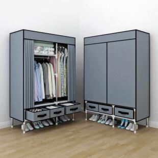 衣帽架落地收纳置物卧室带防尘罩衣服架子家用挂衣架多功能晾衣架