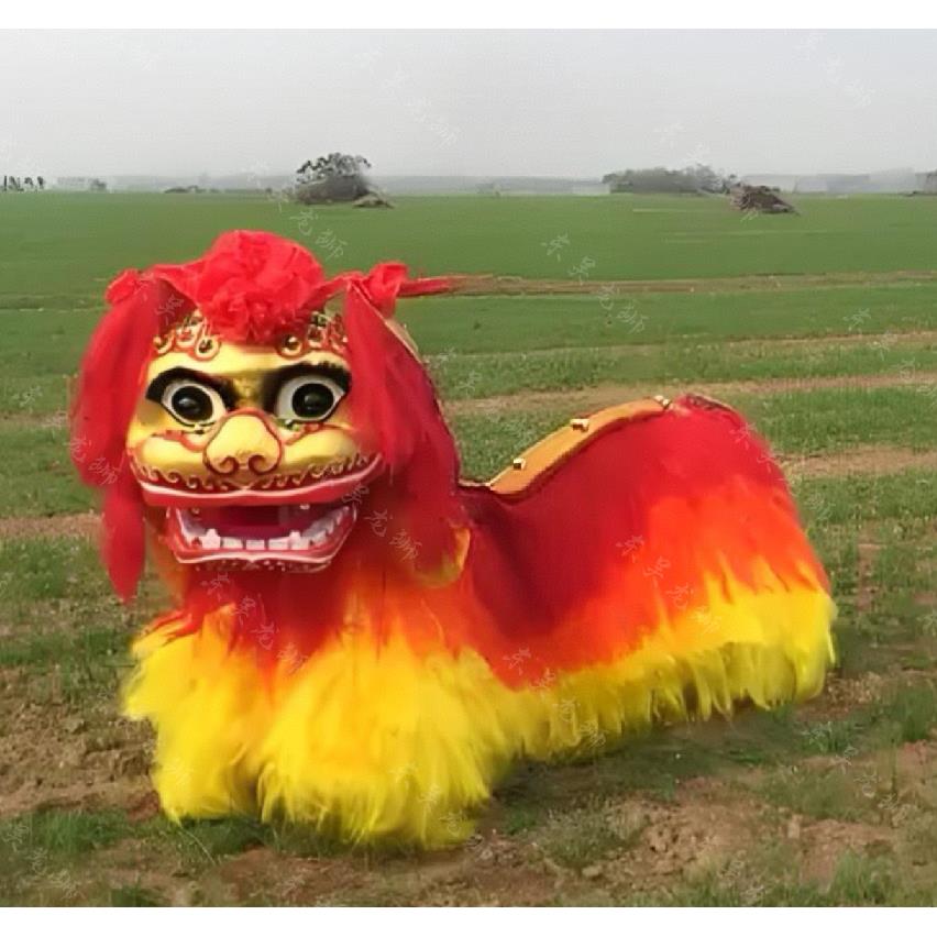 龙狮表演北狮笑脸型正宗藏牛毛小白狮狮头双人南狮舞龙舞狮道具