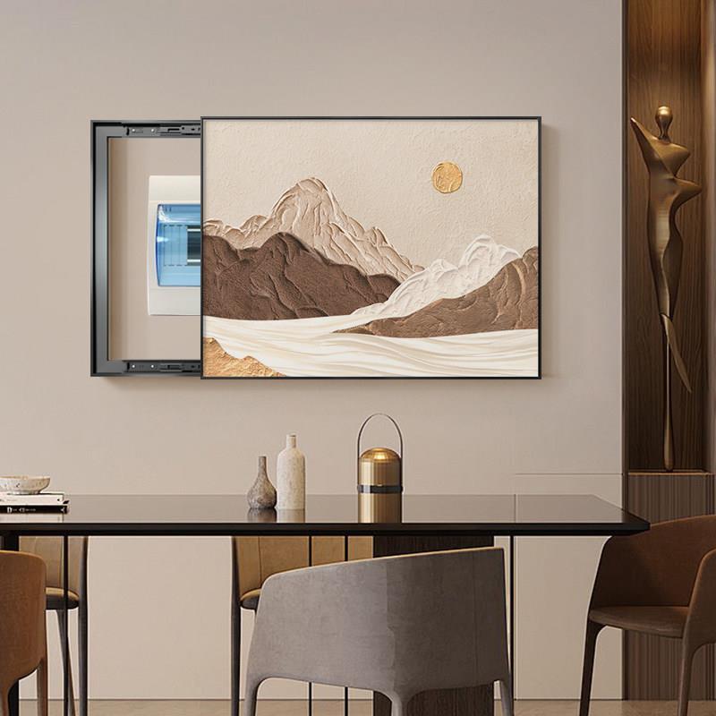 背有靠山电表箱装饰画山水餐厅配电箱挂画总开关电闸盒遮挡画壁画
