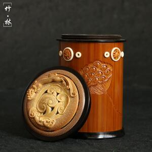 精品纯手工雕刻貔貅老玉竹蝈蝈罐海派竹雕竹制蛐蛐鸣虫叫罐竹虫具