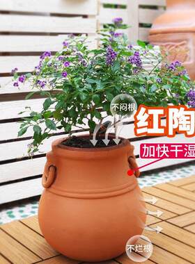 特价红陶花盆陶土无釉花盆粗陶陶盆红陶盆庭院落地大别墅阳台种花