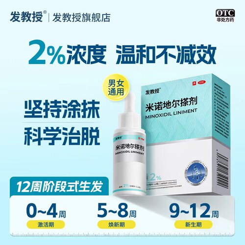 【发教授】米诺地尔搽剂2%*60ml*1瓶/盒男士女士生发液斑秃脱发生发防脱发
