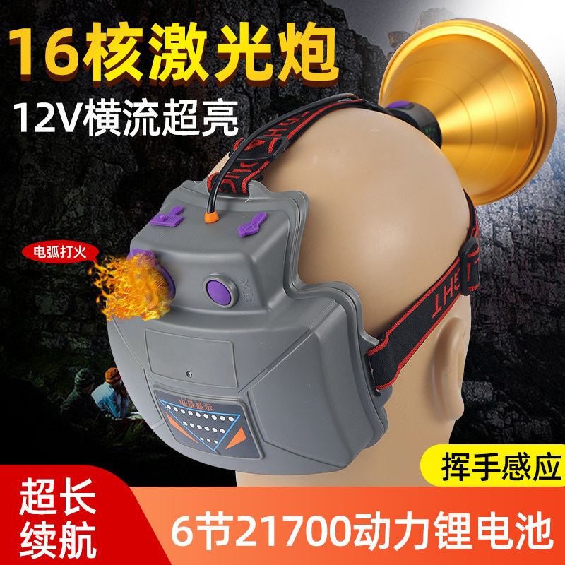 16核强光头灯充电超亮头戴式照明灯大功率远射激光炮赶海超长续航图片