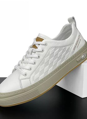 2025春季新款真皮低帮板鞋男复古轻便透气休闲皮鞋英伦风纯色男鞋