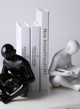 北欧创意人物书档书靠简约客厅玄关电视柜摆设品样板房书桌装饰品