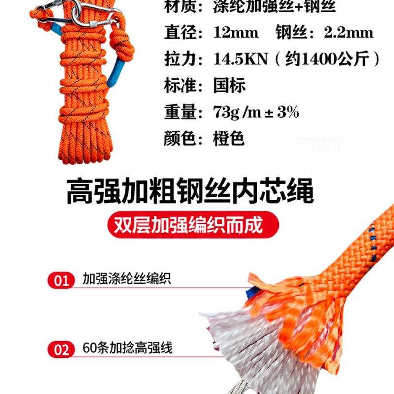 家用高楼应急救生套装安全绳装高自层救求生绳应S急包防火救套援图片