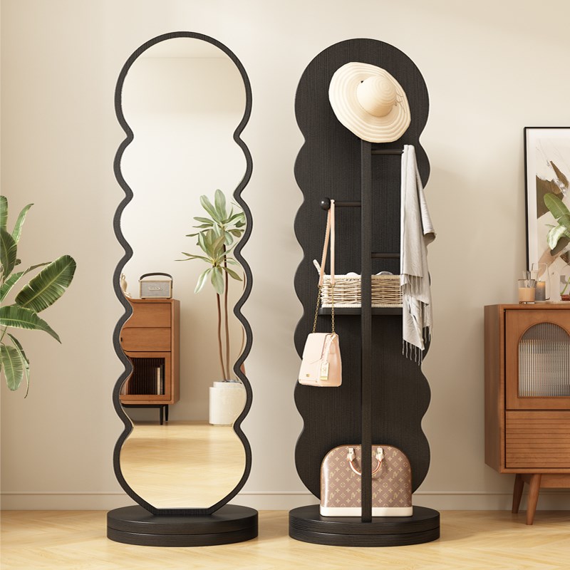 旋转穿衣镜全身落地镜家用卧室挂衣帽架镜子一体试衣镜立式可移动