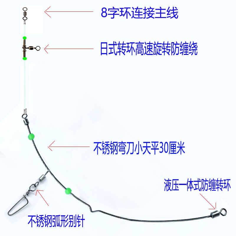 海钓线组黑头黄鱼近海船钓防挂底防缠不锈钢弯刀天平钓组日式转环图片