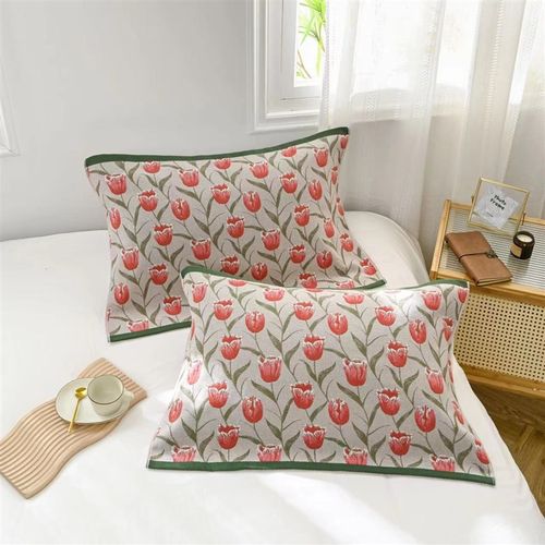 枕巾纯棉一对装2023年新款高档亲肤透气防头油枕头盖防滑枕巾