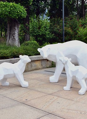 户外块面北极熊玻璃钢p园林景观雕塑摆件庭院商场售楼处美陈装饰