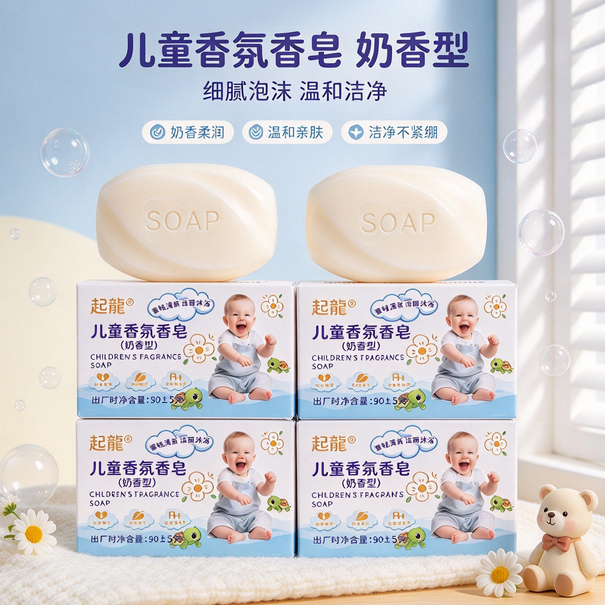 宝宝儿童香香氛皂香皂洗澡沐浴肥皂手工洗手婴儿搓澡温和牛奶香皂