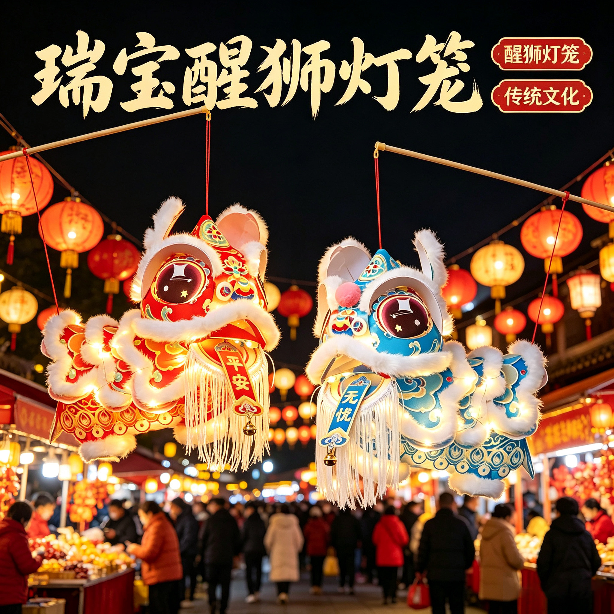 新款醒狮灯笼手工diy材料包