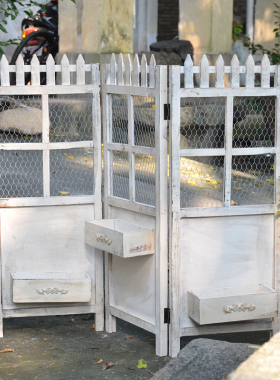 木质三联隔断屏h风实木围栏小篱笆栅栏爬藤花园落地装饰装饰小摆