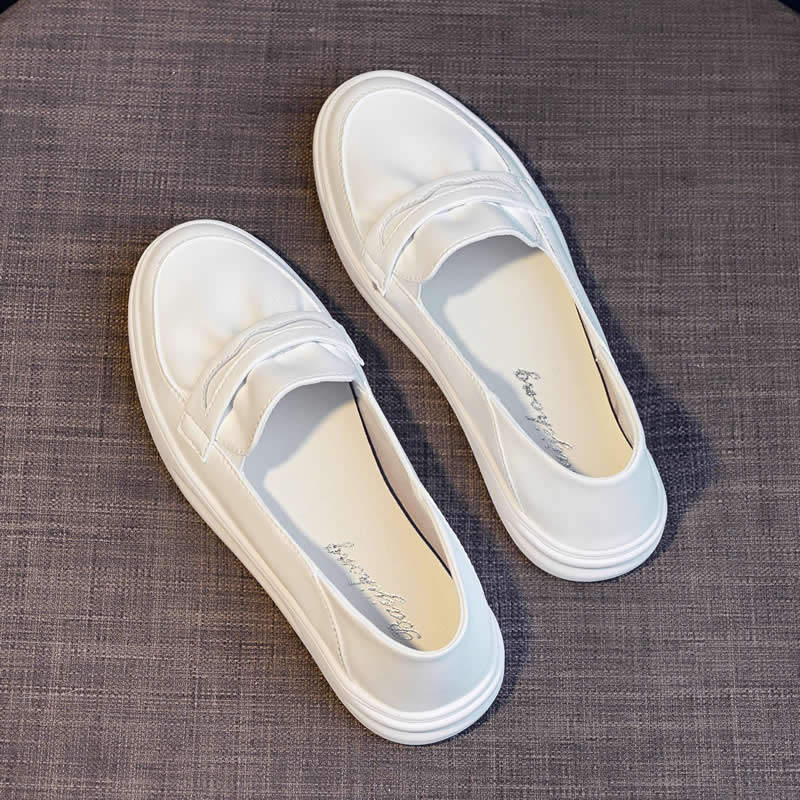 头层牛皮小白鞋女2023春夏季透气平底一脚蹬百搭休闲浅口真皮单鞋,女鞋,浅口单鞋,淘宝优惠券,粉丝福利购,淘宝优惠卷