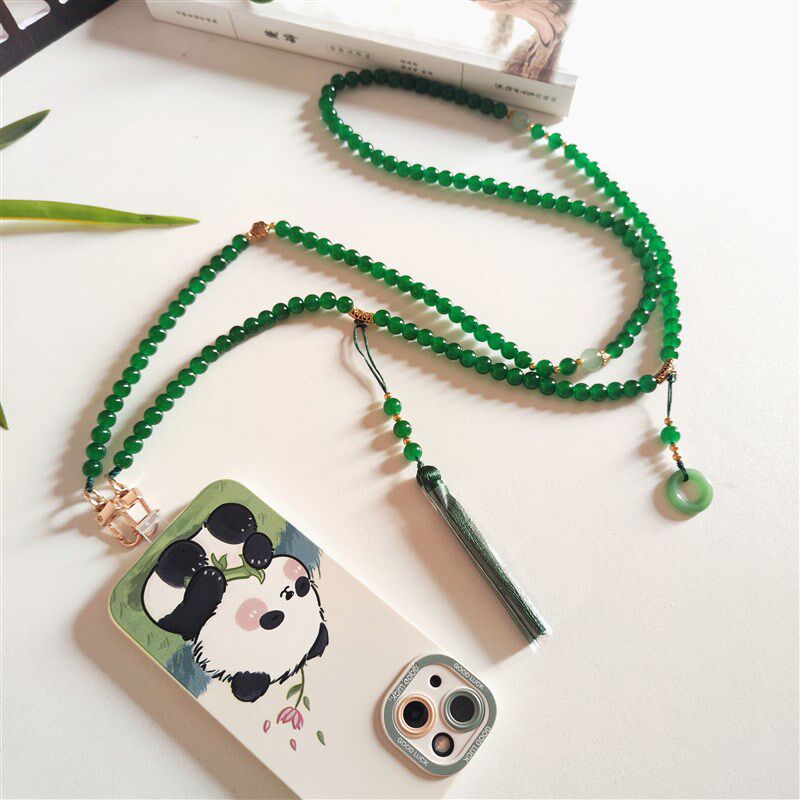 手机链女2024年新款中式国风手C机链条斜挎挂绳挂链可背串珠配饰