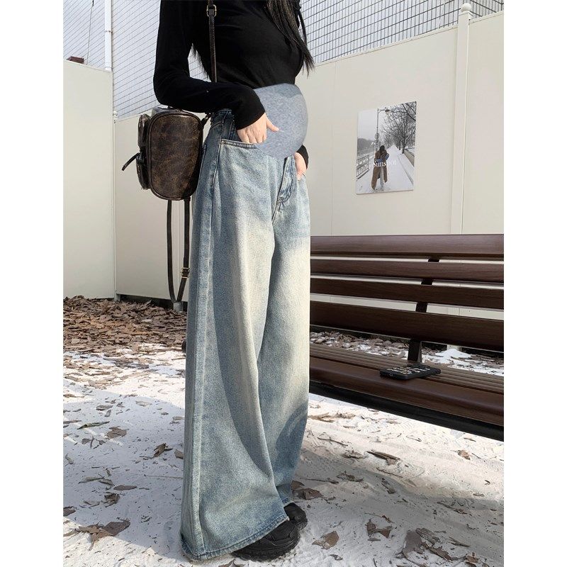 复古水洗孕妇牛仔裤阔腿裤春秋高腰显瘦宽松托腹直筒裤拖地裤长裤,孕妇装/孕产妇用品/营养,孕妇打底裤,淘宝优惠券,粉丝福利购,淘宝优惠卷