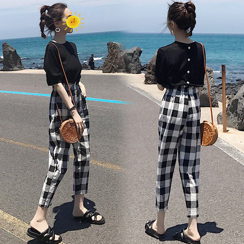 哺乳衣服夏季潮妈时尚外出喂奶套装产后浦乳两件套纯棉上衣辣妈款