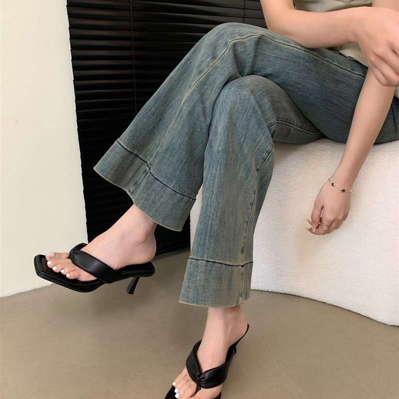 小众夹趾拖鞋女外穿202t5夏季高跟凉鞋女细跟人字拖仙女风鞋女夏