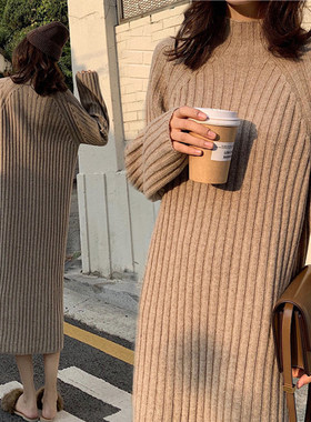 加厚哺乳衣服秋冬季o外出装时尚辣妈中长版毛衣打底衫哺乳期洋装