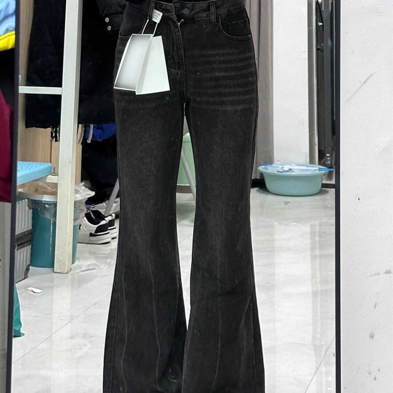 2-300斤胖mm大码高腰微喇牛仔裤女春夏新款梨形身材毛边喇叭裤子