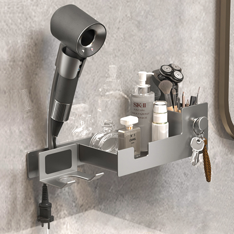 懒人吹风机支架免打孔壁挂式x免手拿旋转置物架卫生间浴室风筒收