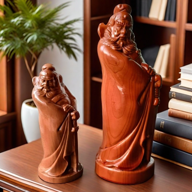 桃木雕刻天师钟馗木雕摆件手把件手办汽车摆件桌面摆件家居风水