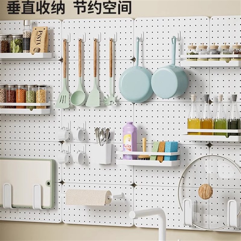 免打孔洞洞板置物架大学生宿舍壁挂式书桌整理架墙上电竞收纳隔板
