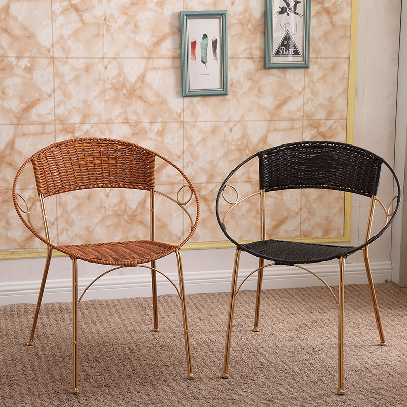 藤椅小藤椅靠背椅铁艺编织藤椅子户外休闲椅家用喝茶椅成人小凳子