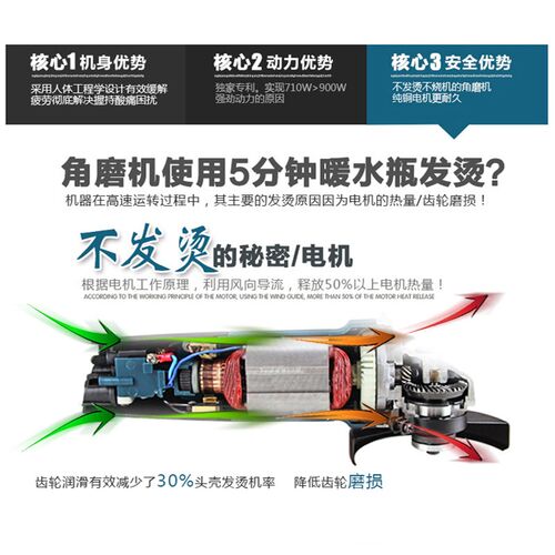 奥奔角磨机AT3110B-125工业级电磨切割机X125-1大功率打磨机X100
