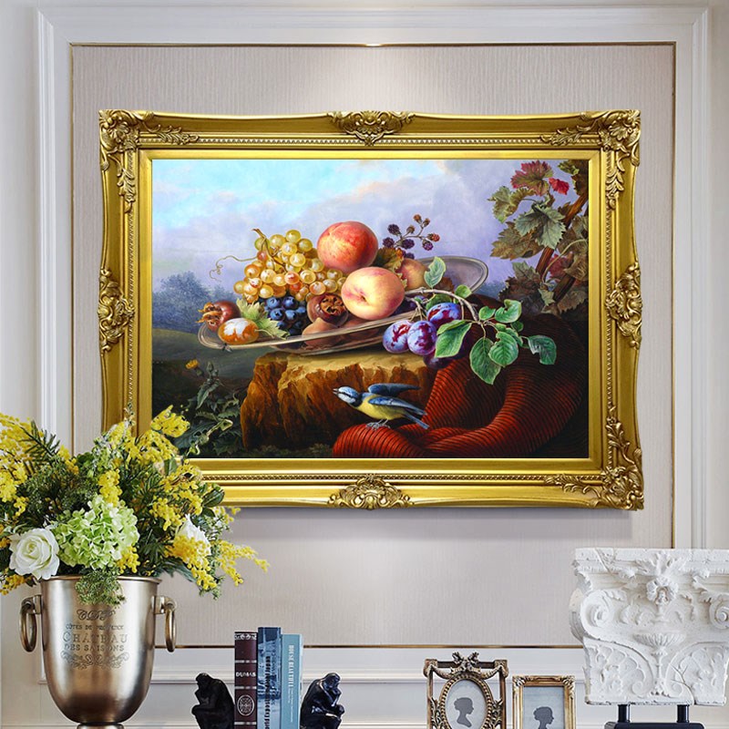 欧式装饰b画美式复古玄关油画古典水果静物壁画简欧饭厅餐厅挂画图片