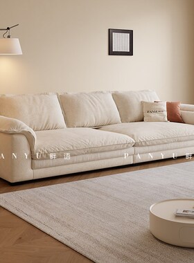 番禺布艺大帆船沙发20n25新款可拆卸可洗猫抓布奶油风格超宽座椅