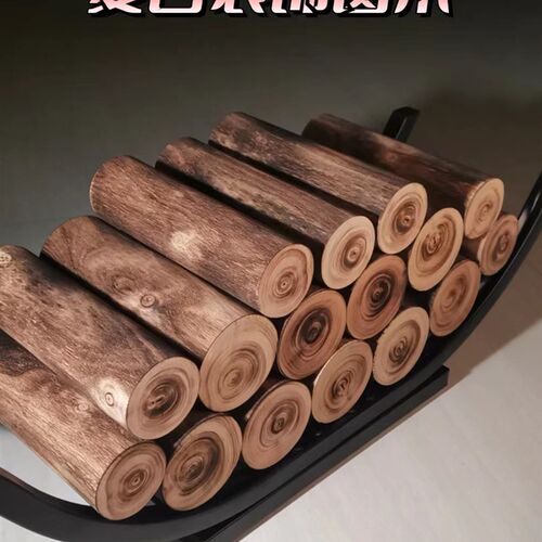 圆木棒实木柱做旧复古仿古碳化木摆设布H景壁炉厨柜背景墙装饰木
