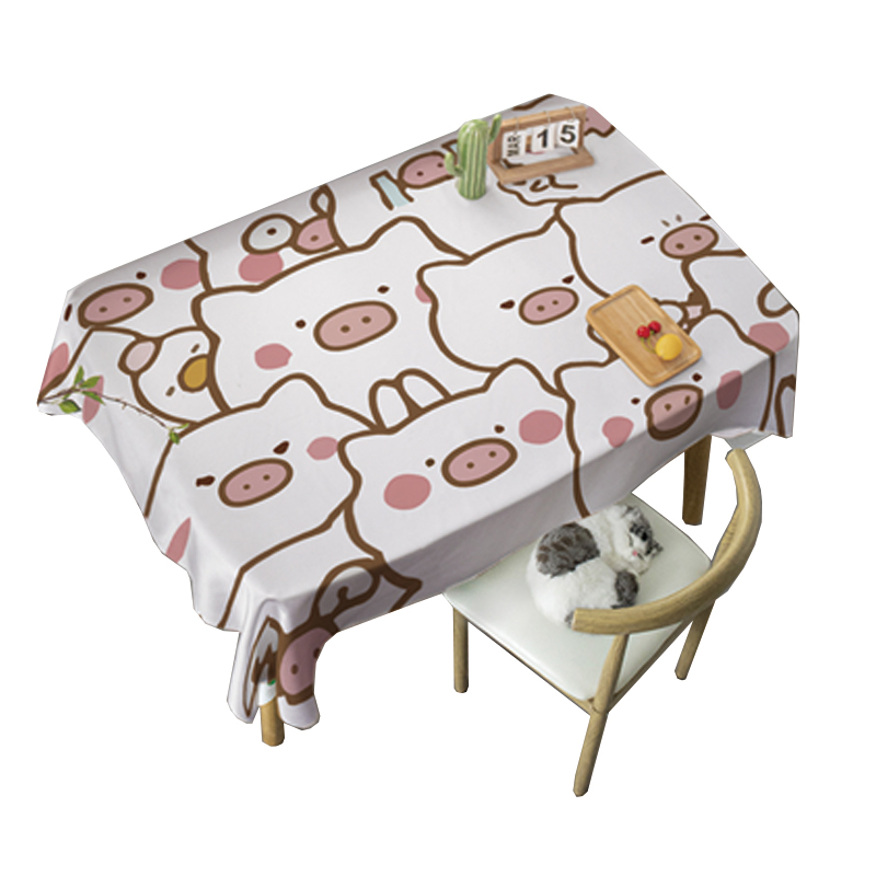 猪猪表情包桌布可爱卡通宿舍梳妆台防水通用桌巾家用儿童餐桌垫