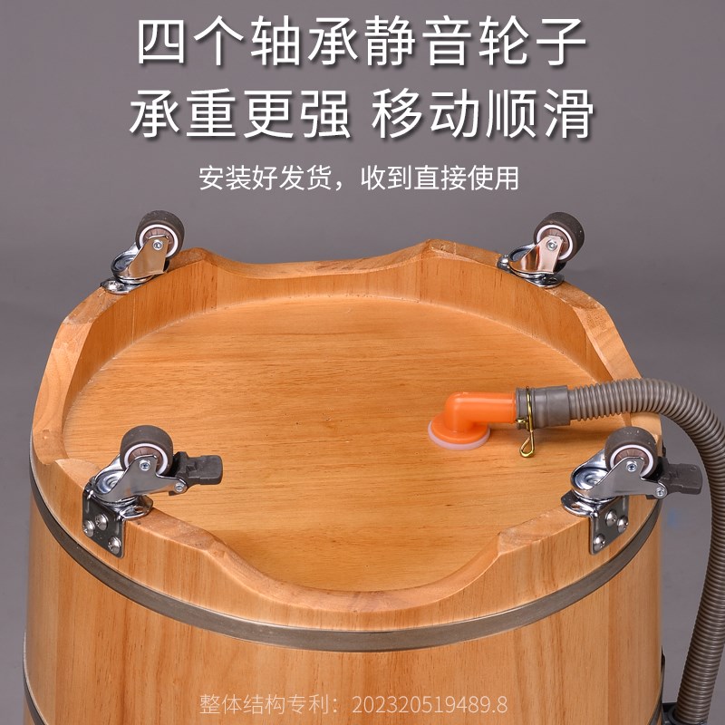 木风泡脚桶木桶家用过小腿足浴洗脚高深桶带轮带排水泡足三里木盆