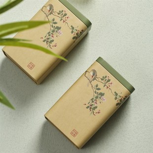 风雅时节新绿茶明前龙井茶叶包装空盒青绿古风鸟图茶叶罐定制