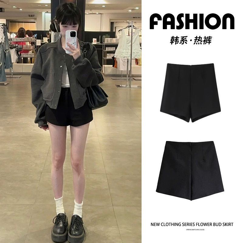 韩式黑色西装短裤女2026冬新款紧身性感时尚百搭休闲外穿打底靴裤